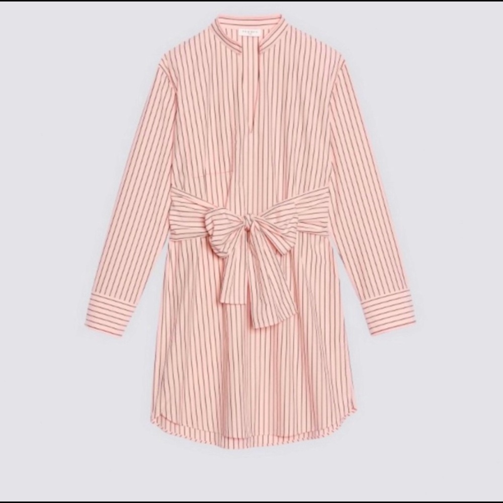 Sandro striped skirt dress with front tie (Pink)